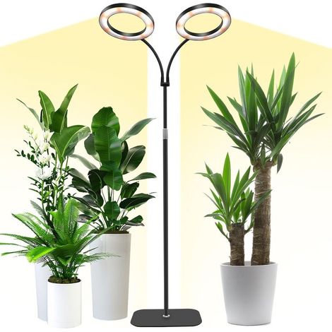 Lampe de Croissance avec Support, Lampe LED à Deux Têtes pour Plantes d'Intérieur, Spectre Complet, Automatique 3/9/12H,58-170cm Hauteur Réglable pour Plantes Grandes et Hautes (1/5)