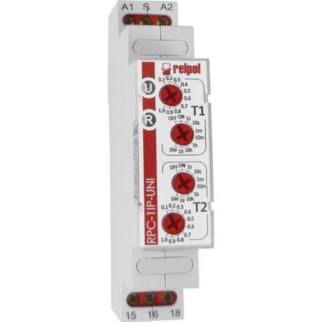 Einfachfunktions-Doppelzeitrelais 1P 12-240V 1 Funktion 8 Bereiche RPC-1IP-UNI Relpol 0455 (1/5)