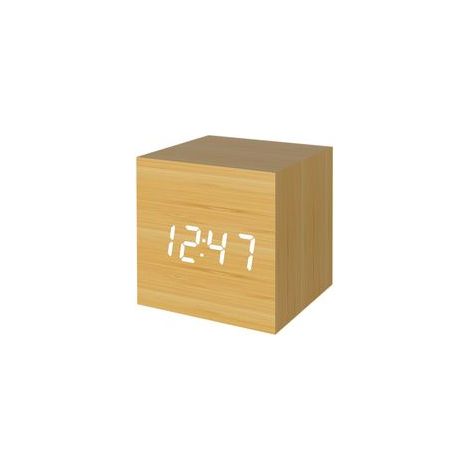 Petite horloge en bois - bambou et lettres blanches (1/5)