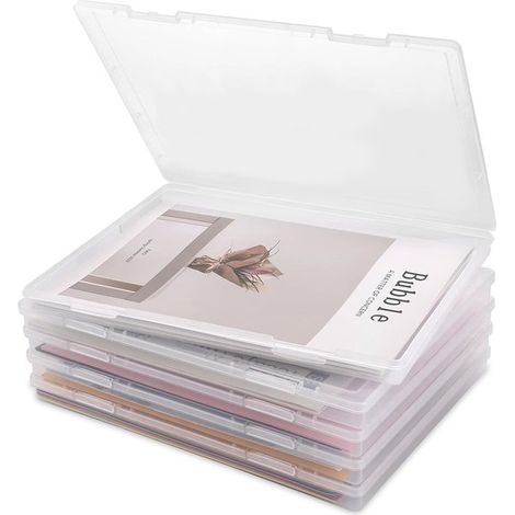 Boîte de rangement A4 pour documents - Organiseur de documents compact et empilable - Plastique transparent avec fermeture - Idéal pour le bureau, l'école et les archives - Ensemble de boîtes de range
