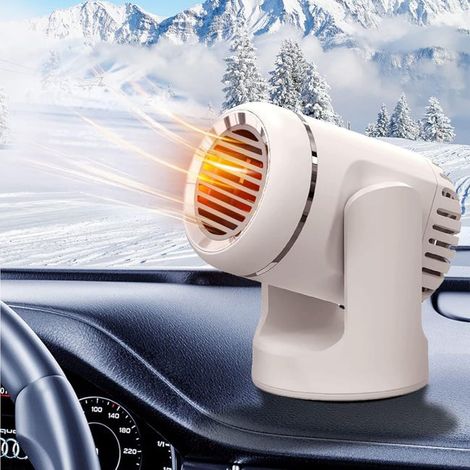 Dégivreur/désembueur de pare-brise portable pour voiture, 12 V 150 W, rotation à 360 degrés, blanc. (1/5)