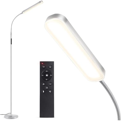 Lampadaire sur Pied Salon, LED 15W/1500LM, Gris Argenté (1/5)