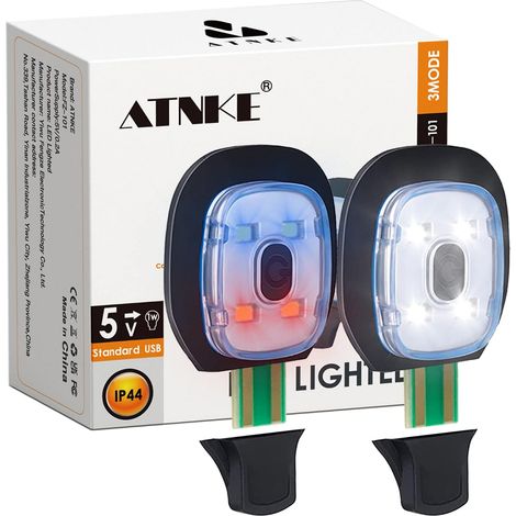 Remplacement 4 LED Bonnet Lampe Frontale,USB Rechargeable Chapeau de Course Ultra Lumineux Étanche Lampe Lumière D'alarme Clignotante Rouge et Bleue/White Light (1/5)