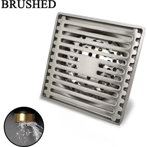(Brushed)Brushed Rose Gold Bathroom Floor Drain 10CM10CM Square Brass Filter Hidden Type Deodorant Hairy Waste Grate Drains (1/4)