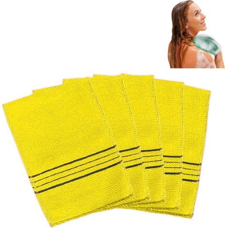 Juego de 5 guantes exfoliantes, Paños exfoliantes, Elimina las células muertas de la piel, Toallas de baño, Guantes de baño a rayas, 20 x 14 cm (1/5)