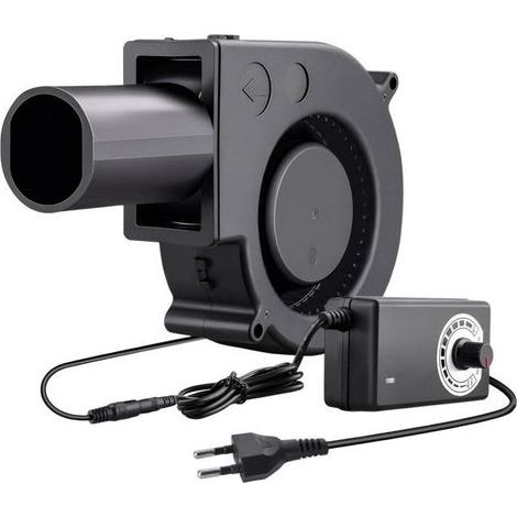 Ventilateur Turbine 12V, Ventilateur Radial Réglable avec Variateur de Vitesse et Sortie d'air, pour Cheminées, Pique Niques, Camping, Barbecues, Climatisation et Ventilation (1/4)