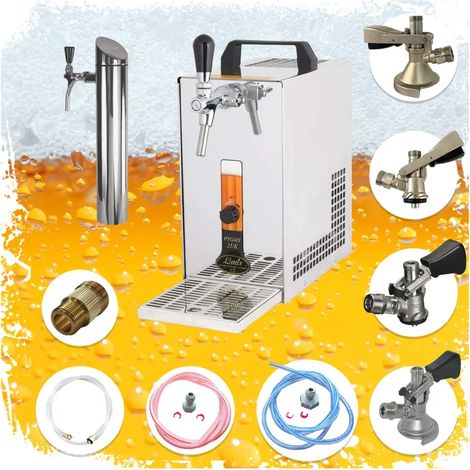 Tireuse a biere - Kit complet PYGMY 20/K avec pompe à membrane, aéroréfrigérant 1 ligne en acier inoxydable, 25 litres/h, avec colonne de dosage, Green Line, KEG: Set tous de tete de fut