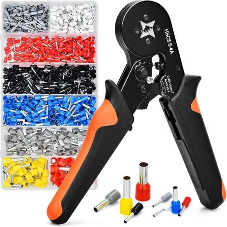 Pince à Sertir.Pinces à Sertir à Cliquet a 0.5-10mm².Pince à Cosse de Câblevec Cosse Electrique 1200pcs.Auto-Réglable pour soudage électrique ou les industries électriques. (1/5)