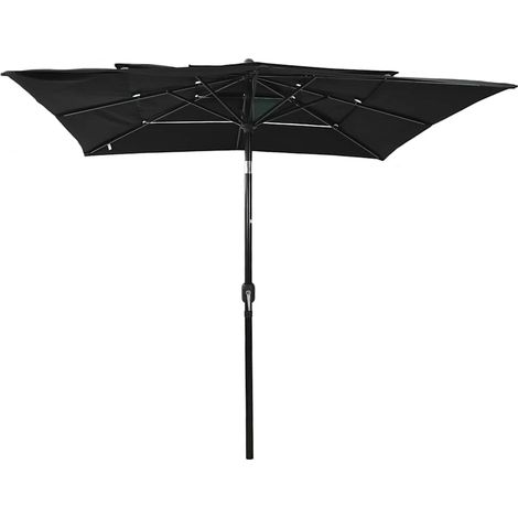 Maison Exclusive - Sonnenschirm mit Aluminium-Mast 3-lagig Schwar (1/5)