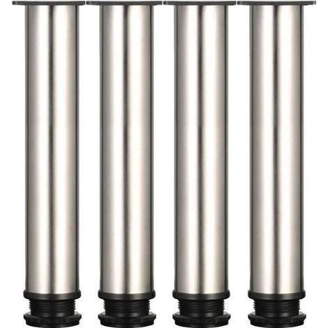 Set mit 4 Edelstahl-Möbelfüßen Ø50 mm x 300 mm, höhenverstellbar für Sofa, Tisch und Schränke (1/4)