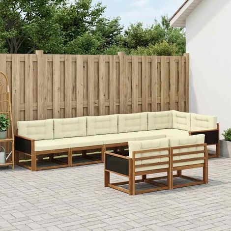 vidaXL Outdoor-Sofagarnitur 8 Stk. Natur und Creme (1/5)