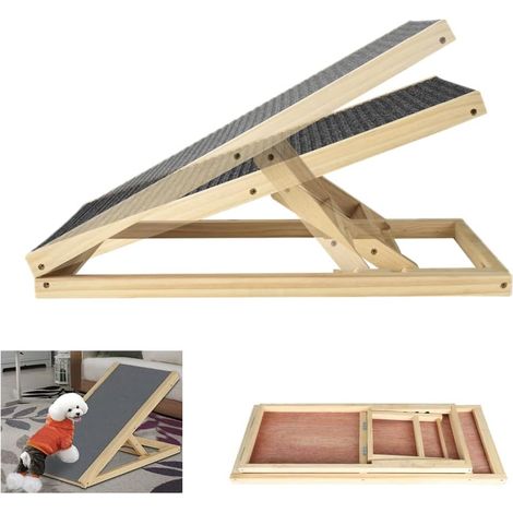 70cm chien rampe chat rampe chien escalier pliant en bois PET chien échelle rampe pour animaux de compagnie, antidérapant (1/5)