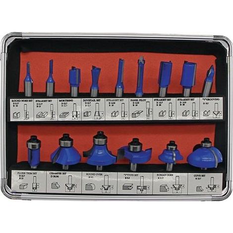 FISCH HM-Set di frese per rifilare 973CT15A, 15 pezzi, gambo Ø 8 mm - 973CT15A (1/2)