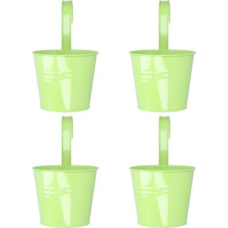 Ensemble de 4 pots muraux en fer pour plantes succulentes, accessoires de jardin et de balcon (vert clair détachable) (1/5)
