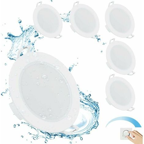 Dimmable Led Recessed Spotlight, 3W 4000K Natural White, IP65 Bathroom Led Ceiling Light, 35mm Extra Flat Led Spotlight, Hole Diameter Φ68-80mm, AC230V Ceiling Lighting for Living Room, Set of 6 (1/4)