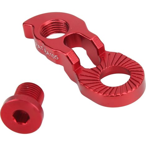 RISK Schaltauge für Fahrräder, aus Aluminium, mit Verlängerung für hinteren Haken, kompatibel mit 40, 42, 46, 50 und 52 Zähne Kettenblättern (MTB), rot. (1/5)