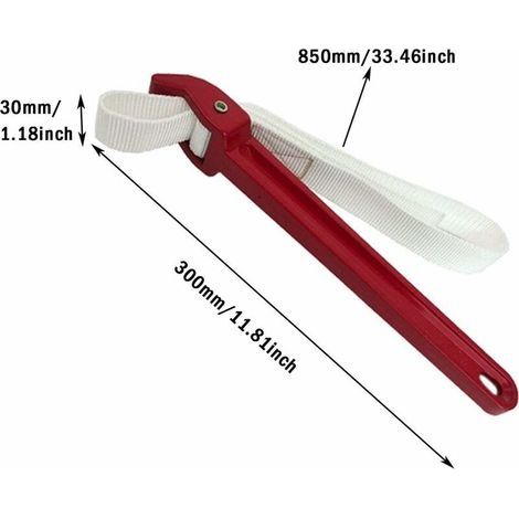 Clé à Sangle Universel Clé à Sangle, Clé à Sangle En Caoutchouc, Clé Multi Outils Clé à Sangle, La Norme Ajustable Universel Alliage d'Aluminium Nylon Clé à Sangle Tuyau pour Tracteur, Filtre à (1/4)