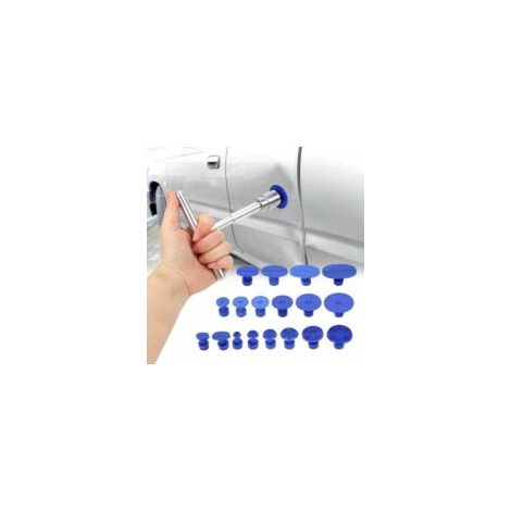Kit de Réparation de Bosses pour Voiture,Kit Débosselage sans Peinture,Kit de Debosselage Carrosserie avec 18 Ventouses Bleu et Marteau de Barre en T,Convient pour Réparer Les Bosses sur Les Voitures