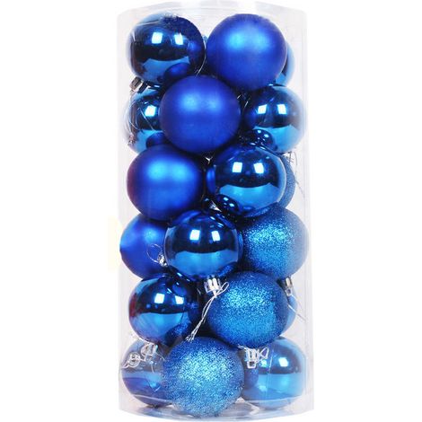 Boules de Noel Decoration, Boules De Noël Ornements 24 pièces Boules De Sapin De Noël pour décoration Sapin diverses Décorations de Saison Ornements Décoratifs Pendentifs (Bleu) (1/5)