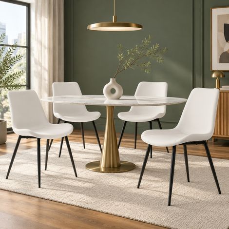 MEUBLIV Set di 4 sedie da pranzo 50x47x83 cm bianche e nere, schienale ergonomico (1/5)