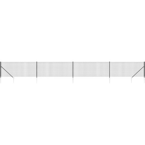 Maison Exclusive - Maschendrahtzaun mit Bodenhülsen Anthrazit 1x1