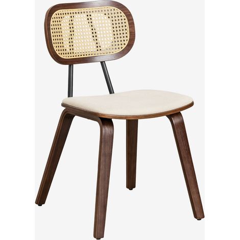 SKLUM 4er-Set Esszimmerstühle aus Holz und Rattan Kaylia              Braun Dark                     