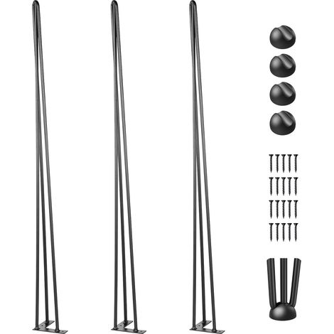 Pieds de Table en Épingle à Cheveux 101,6 cm, Noir, Lot de 4, Capacité 99,8 kg chacun, Acier Carbone, pour Bureau, Banc, Table, Chaise, Bricolage. (1/5)