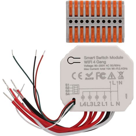 Smart Switch Module 4 Channel 2.4GHz WiFi Remote Control Timing Controller 90‑250V AC