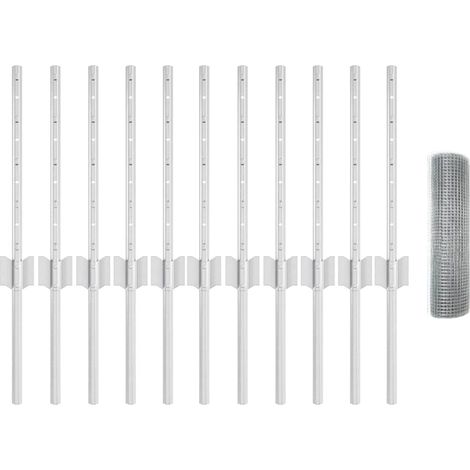 Zaun mit Pfosten Silber 0,4 x 25 m Stahl