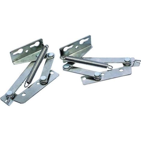 Bisagra elevadora con resorte de 75°, 140 N – Para puertas plegables de acero niquelado – Fácil instalación con tornillos – Paquete de 2 (1/3)