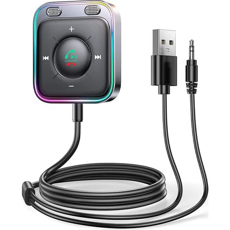 2023 Adaptateur Bluetooth Jack 3.5, Recepteur Bluetooth 5.3 Auxeffet Sonore Stro Hifi Double Connexion Et Usb Bluetooth Voiture Appels Mains Libre (1/5)