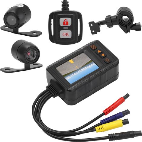 Caméra Moto 2-en-1 DVR 1080P+720P HD, Étanche, Enregistrement en Boucle, Dashcam de Conduite avec Double Objectif (1/5)