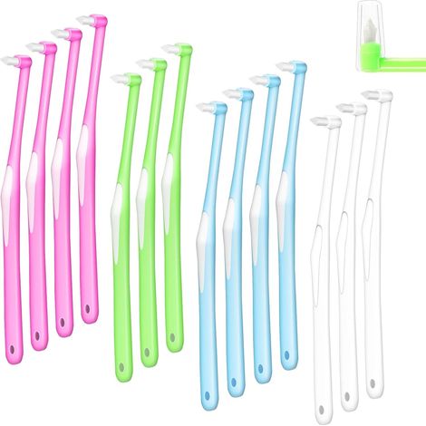 14 Pièces Brossettes Interdentaire, Brosse à Dents à Bout Conique en Touffe Effilé, Brosses à Dents Touffetées avec Couvercle, Brosse à dents fine et douce pour Implants Dentaires,Appareils Dentaires (1/5)