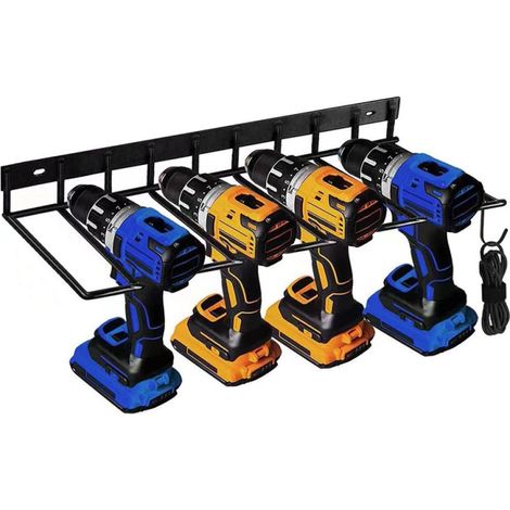 Support mural de rangement pour perceuse et tournevis électriques, support de rangement pour perceuse rechargeable, style fer forgé (étagère simple B) (1/5)