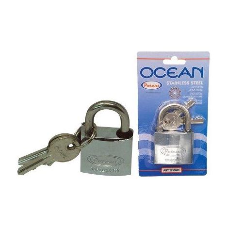 LUCCHETTO OCEAN 2700MB POTENT - OTTONE ARCO ACCIAIO INOX CHIAVI 2 MM 30- 3 pezzi