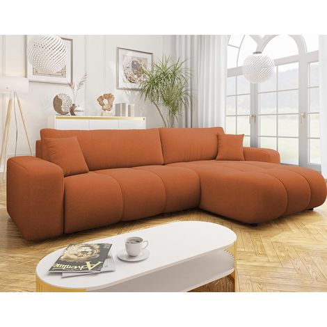 Bestmobilier – Canapé d'angle réversible 5 places convertible avec coffre de rangement en tissu – Design contemporain – Dimensions 274x145cm – Couchage occasionnel (1/5)