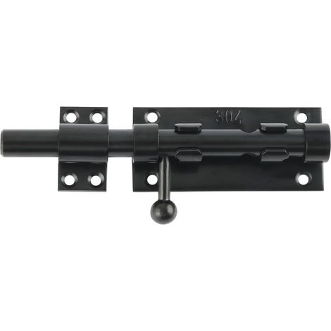 Verrous Loquet Porte Extérieur 16 CM, Loquet de Porte à Boulon Coulissant Verrou de Porte à Barillet Serrure avec Trou pour Cadenas, Finition en 304 Acier Inoxydable, Noir Mat (1/5)