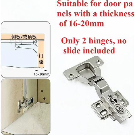 (16-20 mm - 2 pièces) Rail de coulissement invisible pour porte battante, armoire, cave à vin, meuble TV, charnière de meuble, gain de place (1/5)