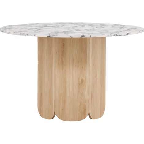 Table à Manger Ronde "Tekla" 120cm Gris & Naturel