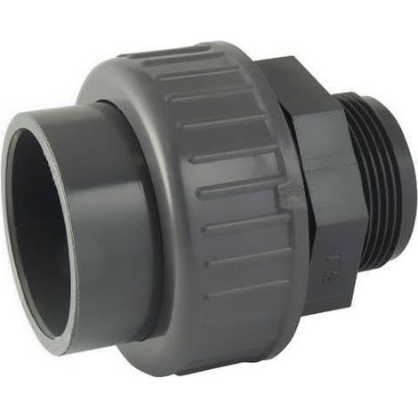 PVC-Dreiteil-Verschraubung, Klebeverschraubung innen Ø50mm, Schraubverschraubung außen 2 Zoll, für Sanitär- und Bewässerungsinstallationen (1/3)
