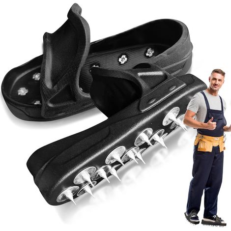 Chaussures à pointes pour sols époxy et revêtements résine - Conviennent pour les recouvrements, les enduits et le ponçage - Fers à repasser, Noir - Taille L (1/5)