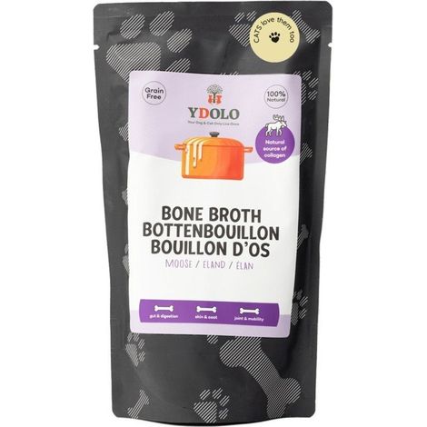 Ydolo Bouillon d'os - Bouillon de collagène pour chiens et chats Format 230 ml - Bouillon d'os d'élan 230 ml