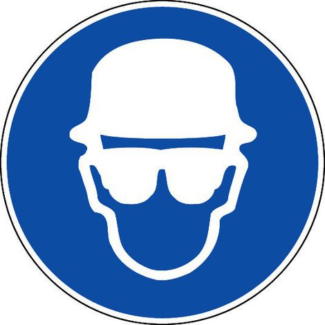Panneau Obligation de porter un casque plus lunettes - Rigide Ø300mm - 4063539