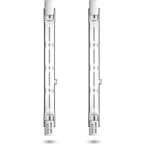 200W R7s 118mm Ampoule Halogène Linéaire, J118 Dimmable 3900lm Blanc Chaud 2800K Ampoule Halogène Crayon pour l’éclairage de maison, travail, sécurité, lampadaire, etc (2pcs)