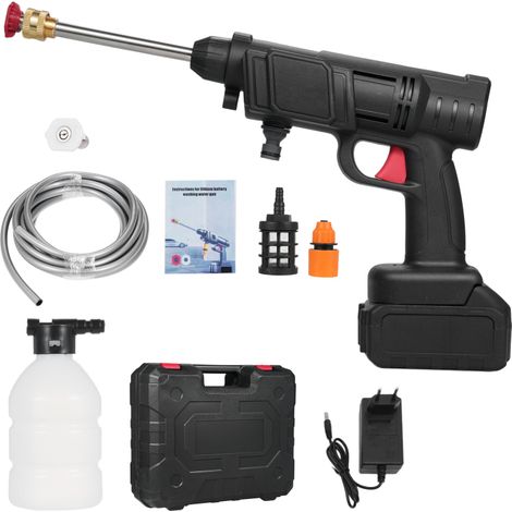 Tragbarer Hochdruckreiniger für Zuhause, 21V Lithium-Akku, kabellos, leistungsstark, mit 5m Gartenschlauch. (1/5)