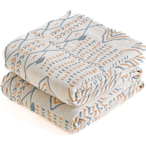 Couverture en coton - 200 x 230 cm - Gris/beige (1/5)