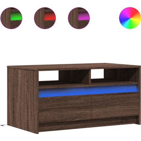 Maison Exclusive - Tavolino da Salotto con Luci LED Rovere Marrone in Truciolato
