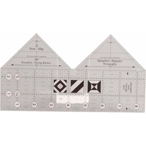 Règle de Couture Transparente à Quadrillage 45/60/90 Degrés avec Double Bande Antidérapante pour Coupe Précise (1/5)
