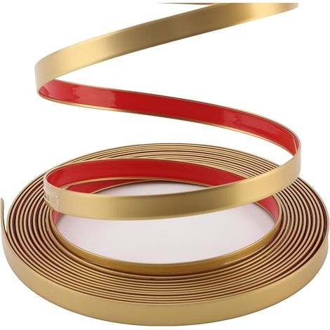 Garniture murale et moulure dorée mate, bande flexible pour miroir, sol, armoire, plafond, bord de carrelage (5m x 1cm) (1/5)