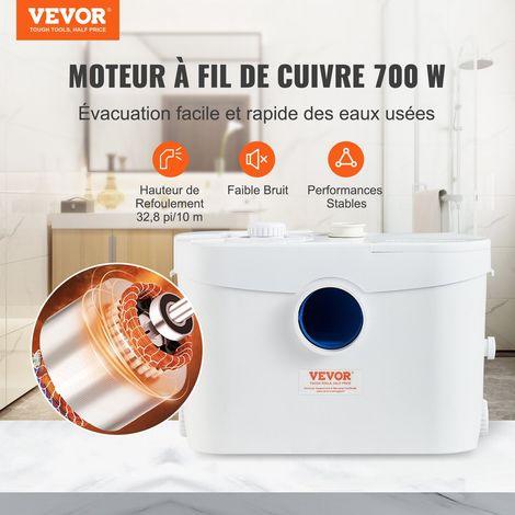 Pompe de macération, 700 W, pompe de puisard d'égouts de macération avec 3 entrées d'eau, 9600 L/h, levage 10 m pour élimination ea… (1/5)